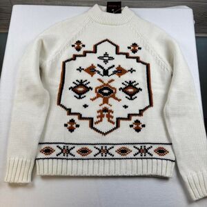 Lario Vintage 90s White Geometric Knit Sweater | Women's Size Medium